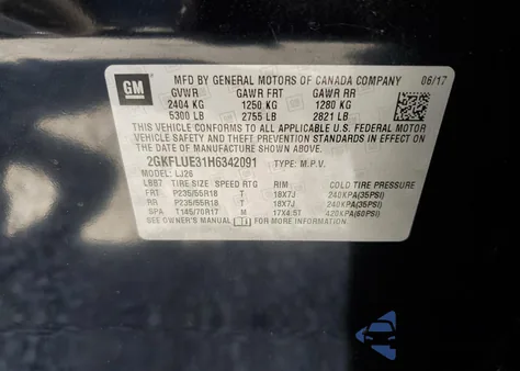 2017 GMC Terrain Slt z USA, uszkodzony, nr VIN 2GKFLUE31H6342091
